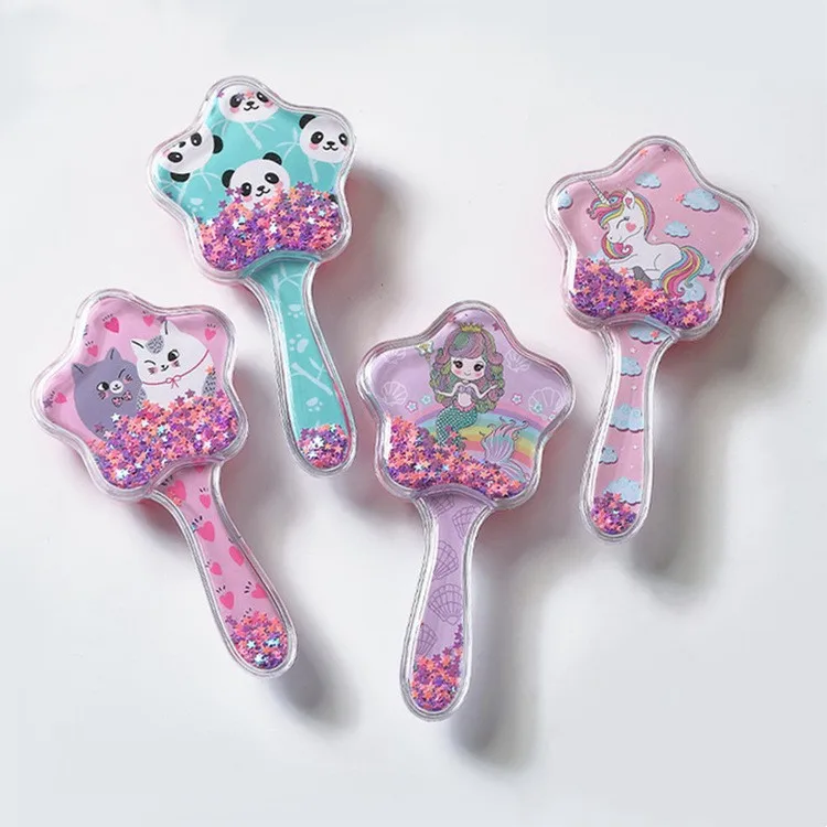 Cartoon Kids Air Cushion Comb Kawaii Mermaid Pony Children Hair Brush Paillette Quicksand Hair Comb Scalp Massage Comb