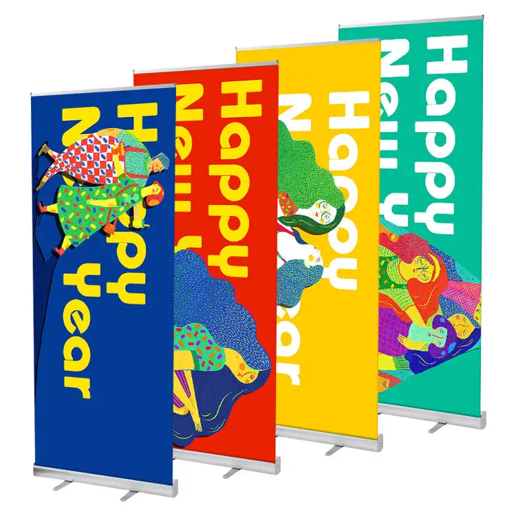 Custom Aluminum Roll Up Retractable Scrolling Pull Up Pop Up Standing Banner For Advertising Exhibition
