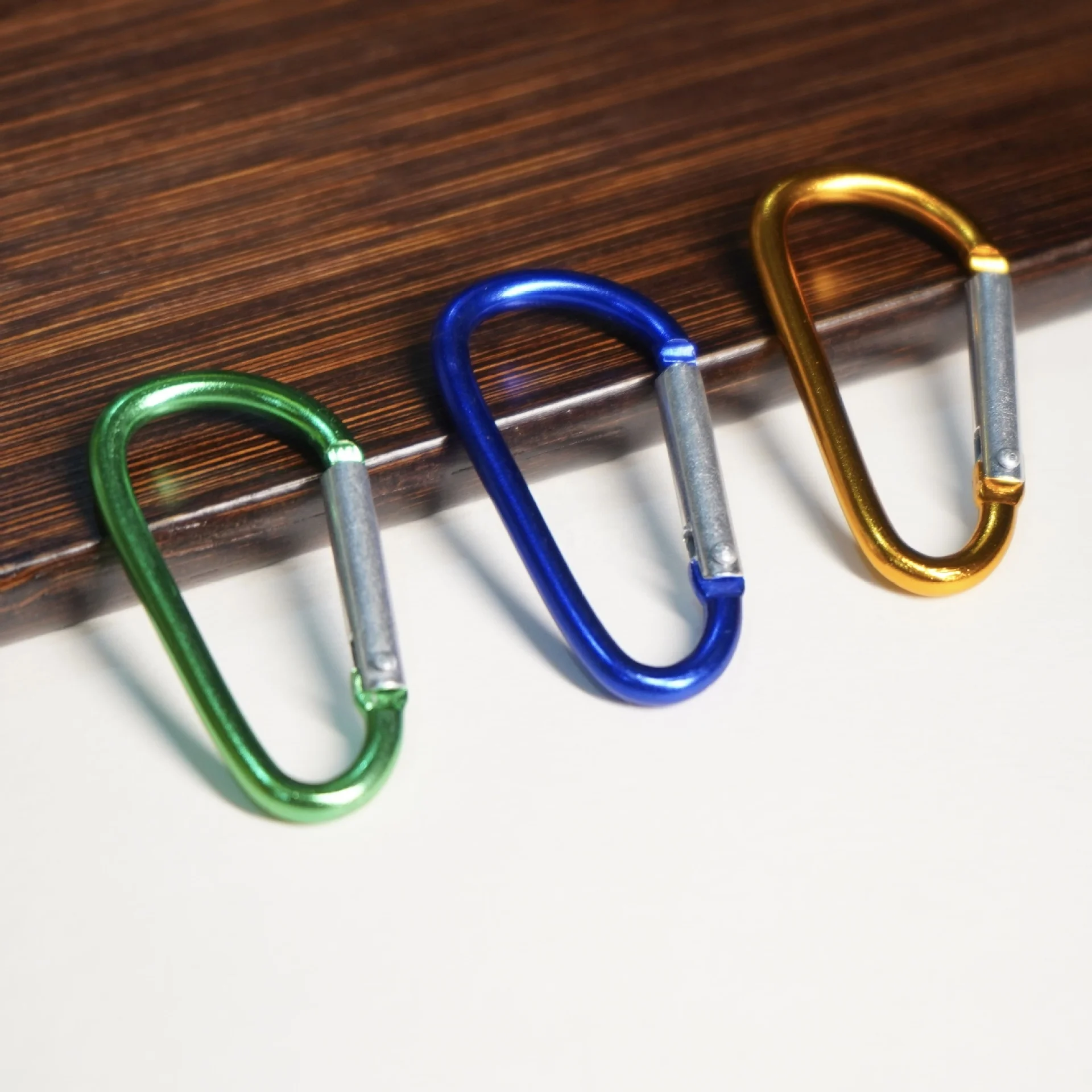 Colorful  #5 Aluminum Carabiner D Shape Buckle Pack Spring Snap Keychain Clip Hook