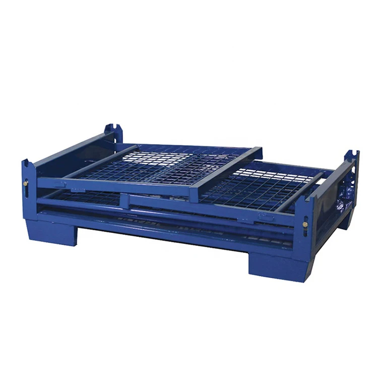 Heavy duty durable folding stacking warehouse storage steel wire mesh stillage cage