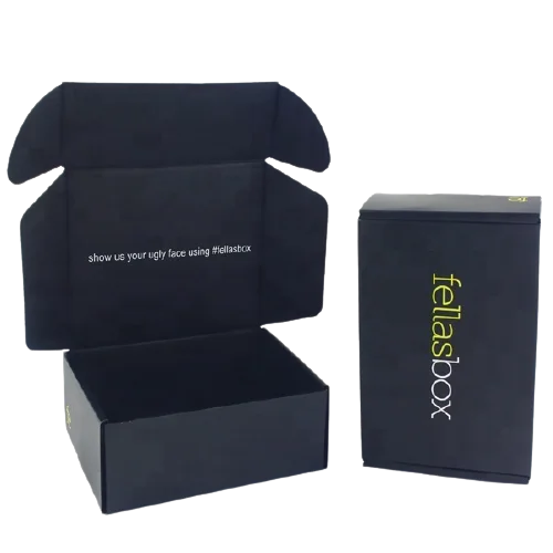 Custom Logo Black Silk Embroidered Fabrics Clothing Packaging Mailer Boxes