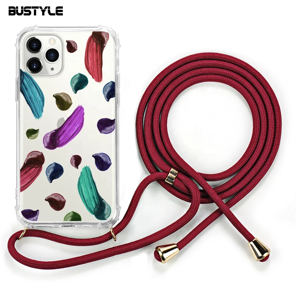 Противоударный чехол для сотового телефона с шнурком и ремешком для iPhone 11 Pro Max, мягкий чехол для телефона с подвесной веревкой для iPhone 7/8 plus XR XS