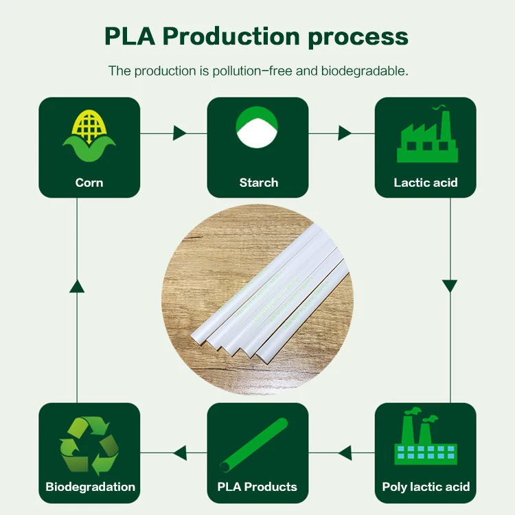 Disposable PLA Boba Straw For Coffee Shop Eco Friendly Natural 100% Biodegradable Reusable PLA Drinking Straw