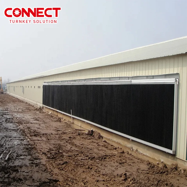 One Stop Service Automatic Poultry Chicken Broiler Breeder Layer floor Coop Fiber Paper Water Evaporative Cooling Pad System