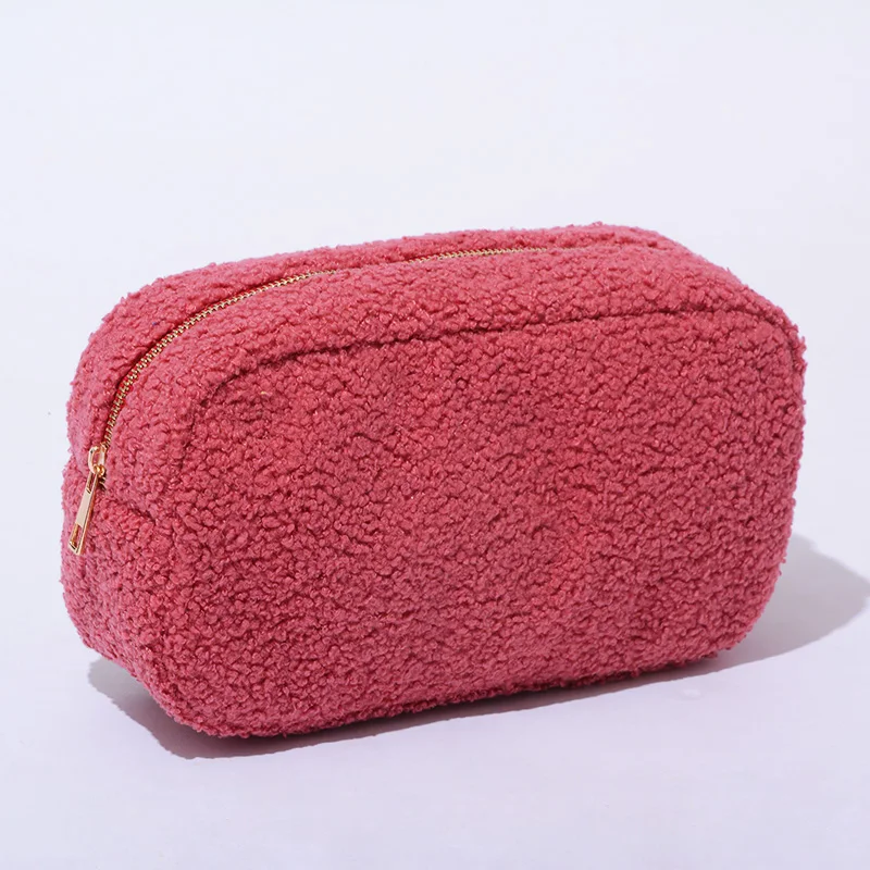 2022 Terry Cloth Teddy Soft Fabric Travel Makeup Bag 4 size S M L XL Terry Towel Cosmetic Bag Velvet For Women