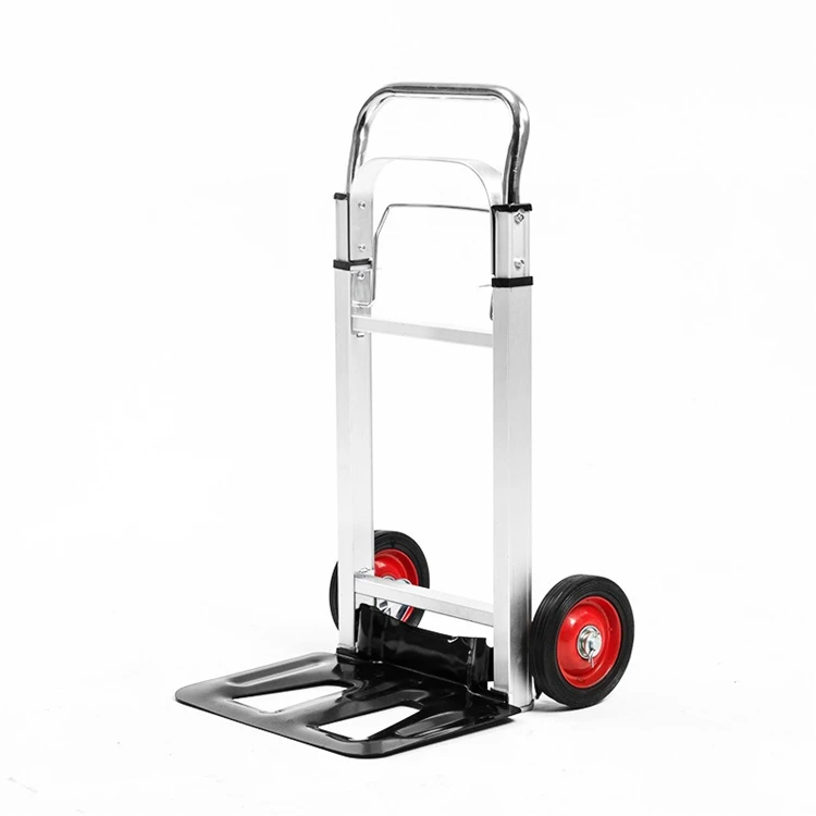 Factory Wholesale Load Capacity Aluminum alloy Frame Foldable Hand Truck Cart 2 Wheels Hand Cart For Warehouse Mini Cart