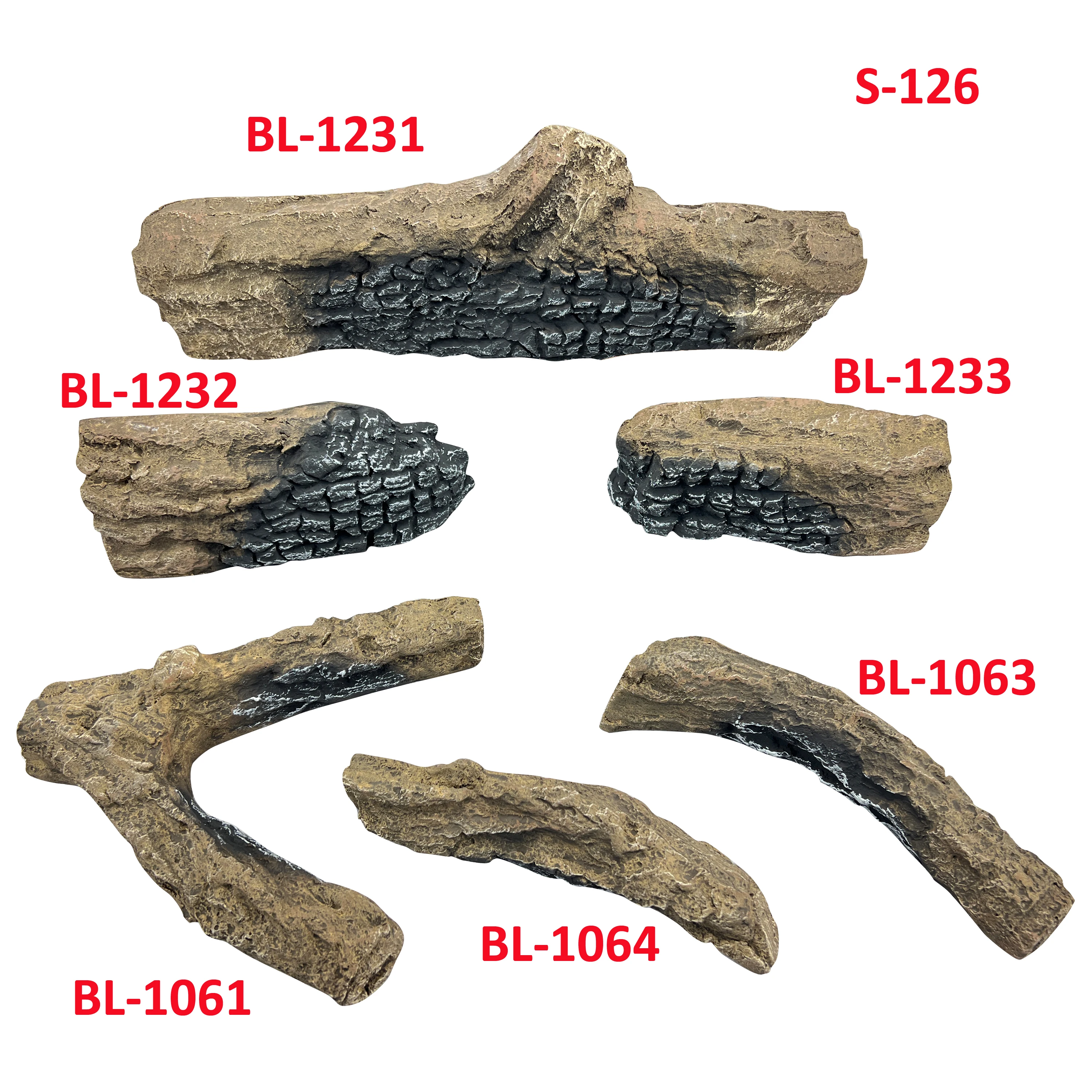 6 Piece Gas Fireplace Logs Ceramic Wood Gas Fireplace Log Set for vent fireplace