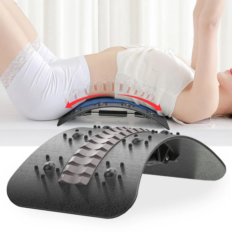 Silicon Back Lumbar Traction Massage Acupuncture Magnetic Therapy Massager Pain Relief Adjustable Back Stretcher