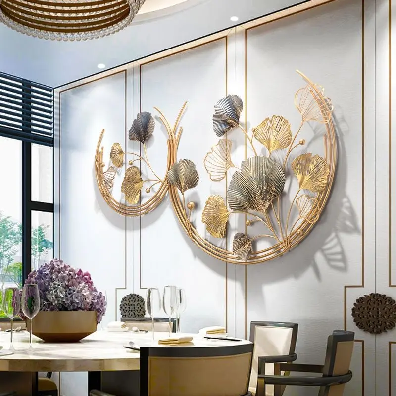 Light luxury modern metal creative lucky gingko design wall decor for living room bed room background wall hanging decoration