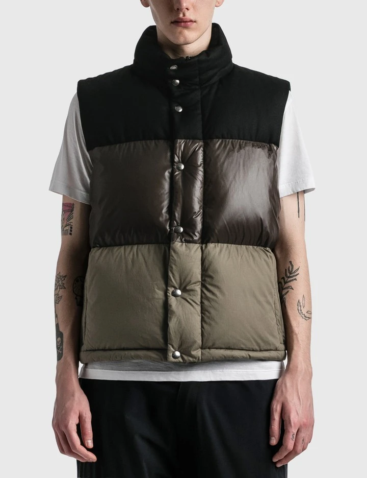 2022 Wholesale patchwork men down padded parka puffer jackets army green custom detachable sleeve winter bubble coats