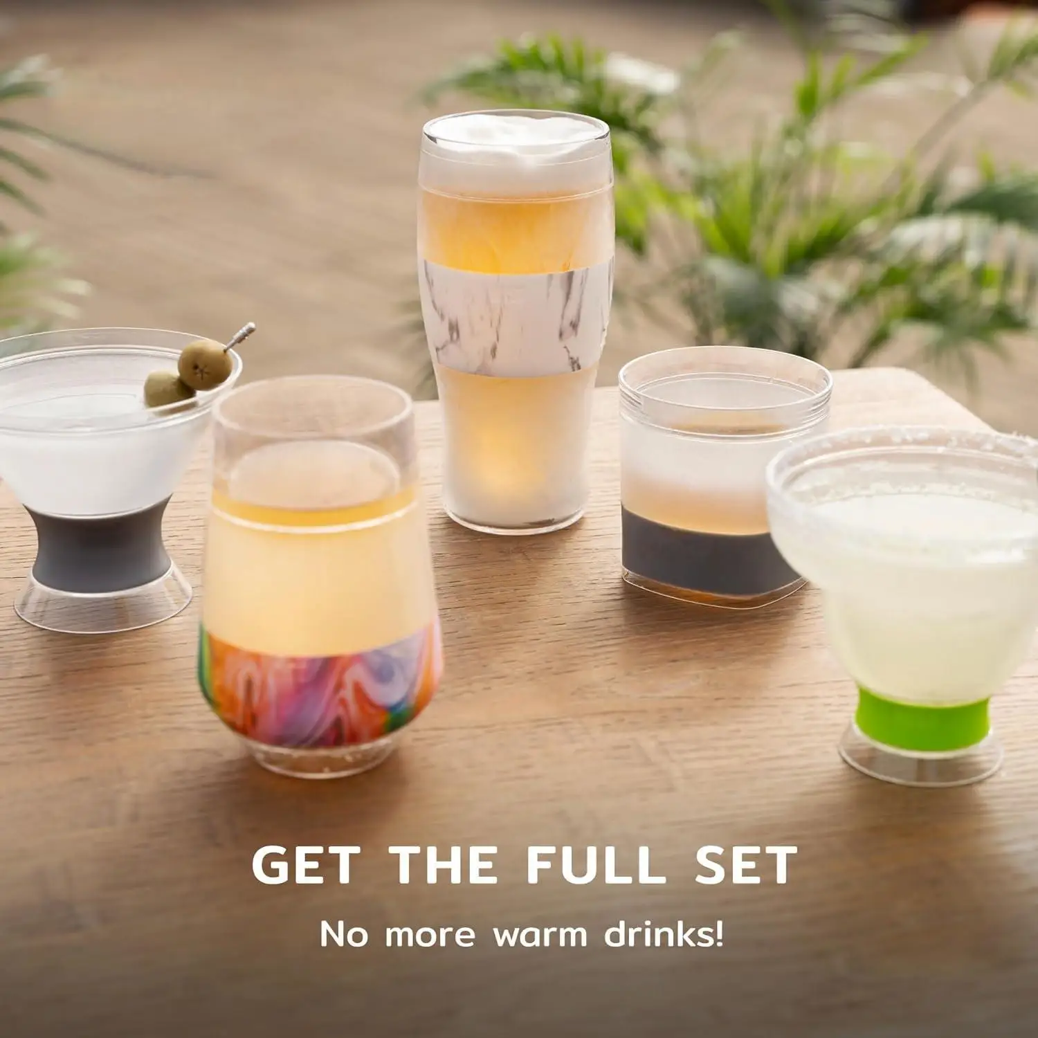 New Style Freeze Transparent Double Wall Beer Mugs Glasses With Grey Silicone Band