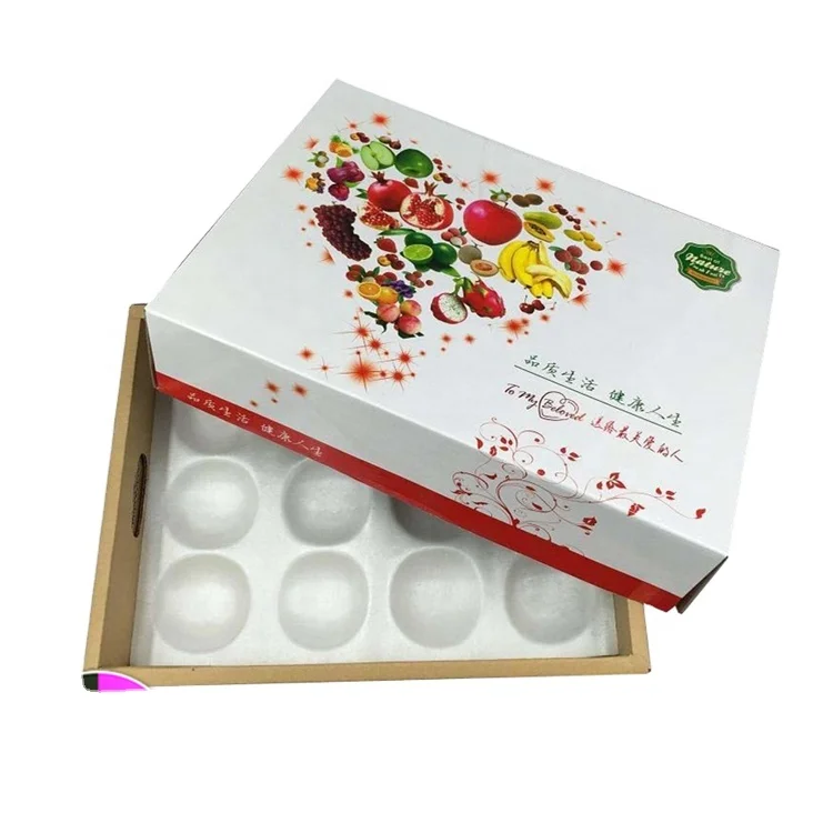 Rigid Pomegranate Grape Corrugated Box Logo Printing Apple Fruit Packaging Boxes With Foam Cushion