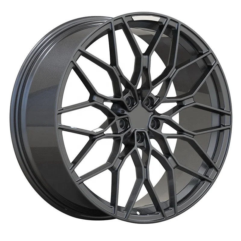 Mesh design monoblock dark graphite gray 17 18 19 20 21 22 inch car rim 5x112 5 holes forged car alloy wheel