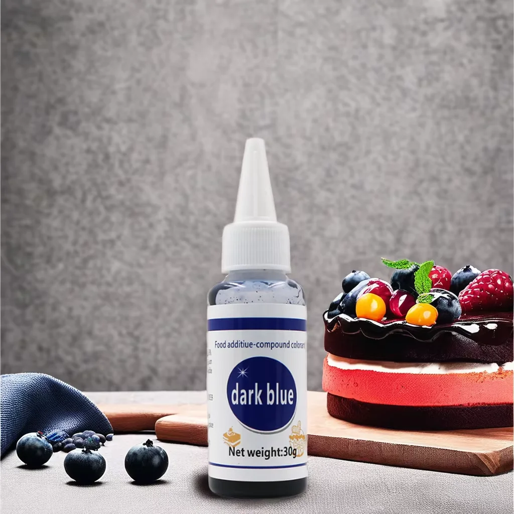 Hot Selling 30g Dark Blue Edible Food Colour Liquid Food Dye for Cake Decoration Halal Certified Packaged in Bottle