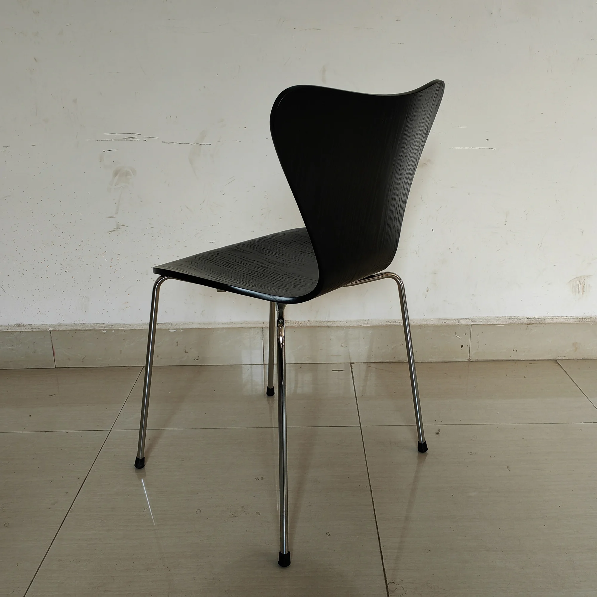 chromed Metal Leg  plywood black ash   Dining Chair