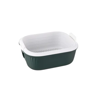 Multifunctional double-layer drain basket filter with lid kitchen refrigerator drain storage box plastic fruit storage basket