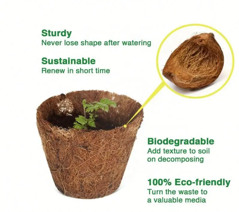 Coconut palm Coco Coir Seedling Starter Pots Tray Sustainable Biodegradable Pots Aternative Peat Pots 20 Plastic Plant Markers