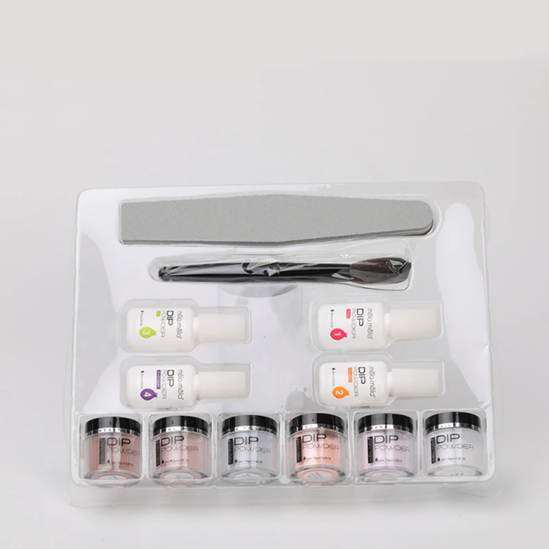 Wholesale manufacture Acrylic Dip Color powder 6 colors nail color dip powder nails kit dipping powder set