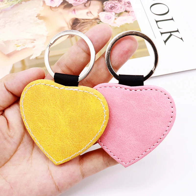 Different Shapes Color Design Car Pendant Custom Keychain Logo Blank Sublimation PU Leather Key Chain wholesale