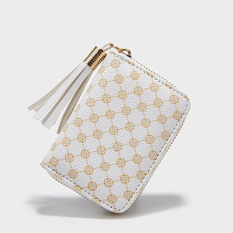 Custom Printed Luxury Designer Women Pink Pu Leather Credit Card Wallet With Zipper