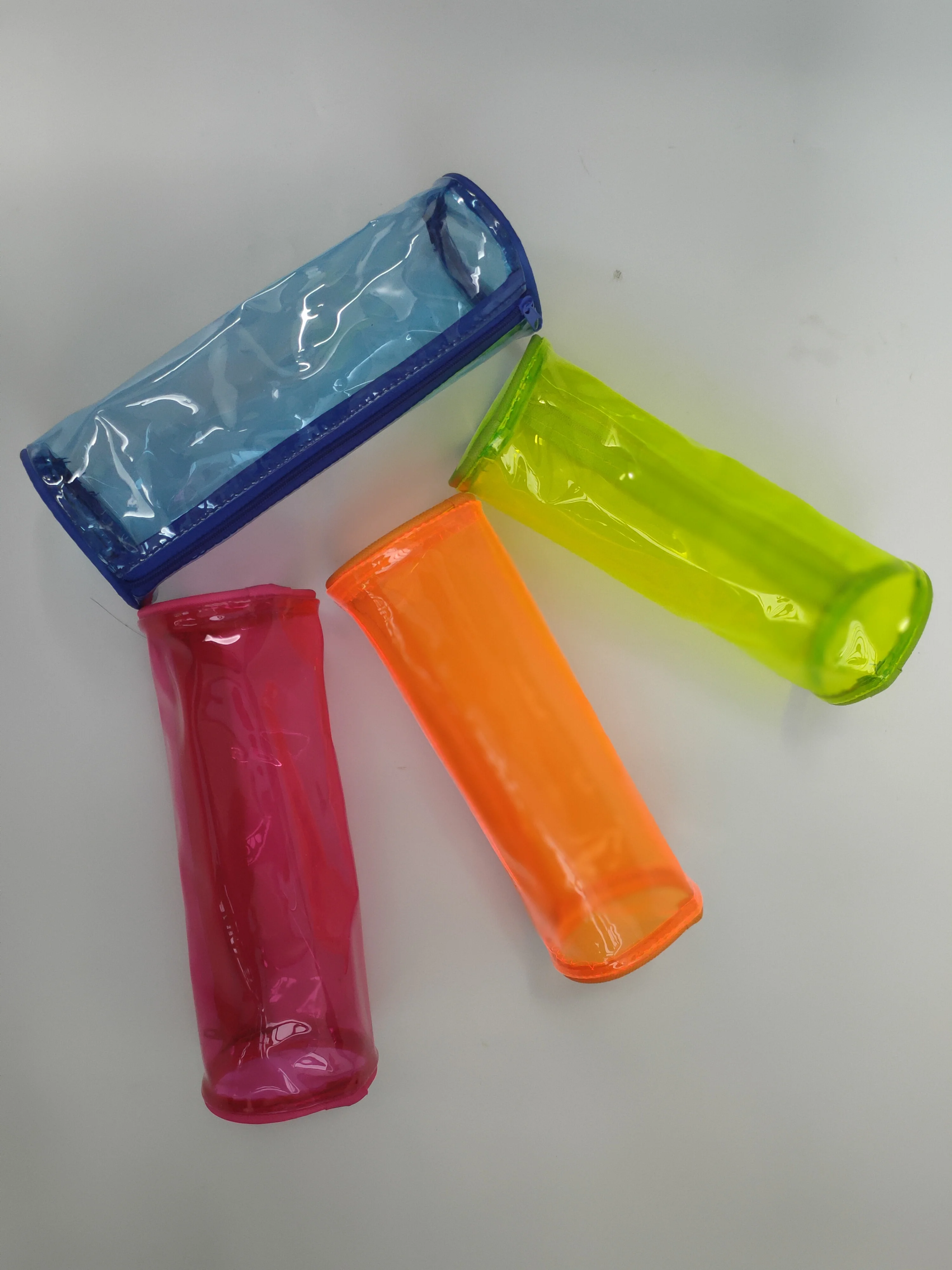 Cylinder Shape Waterproof Big Capacity Clear Candy Color Stationery PVC Pen Pouch Box Zipper Pencil PVC Pouch Case