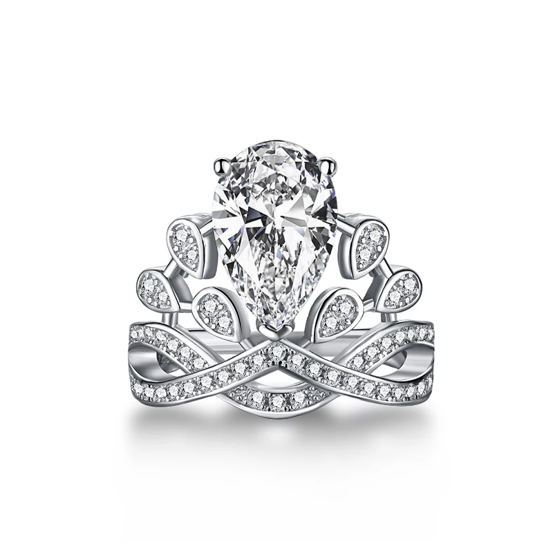  Dylam Engagement Silver Jewelry Rings Set Women Sterling Wedding Chunky Ring mujer de plata anillo