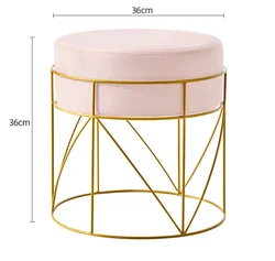 Современная мебель для гостиной с металлической рамой, тканевый бархатный табурет с золотой стороной и хранилищем