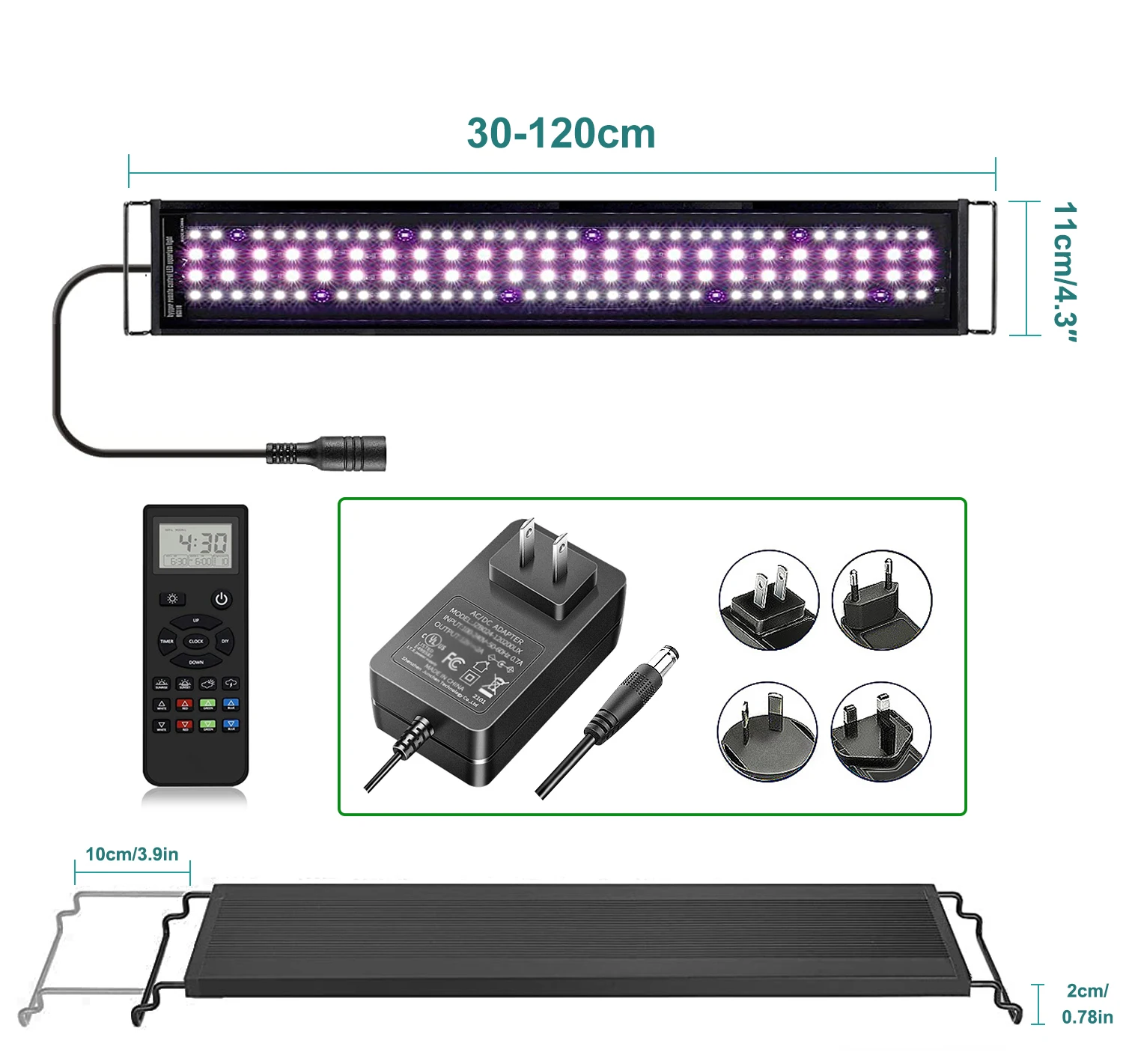 SIROKA 12inch-55inch  Remote Control 24/7 Smart WRGB LED Grow Fish Aquarium Light full Spectrum for Plant Fish Tank