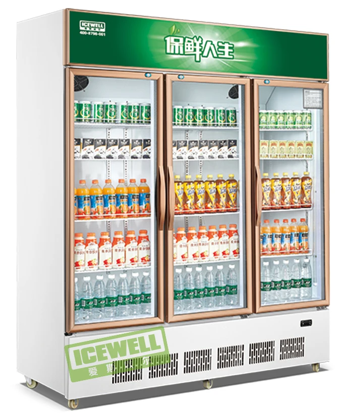 Commercial Beverage Refrigeration Equipment Ice Cream Deep Display Fridge Freezer With Glass Door