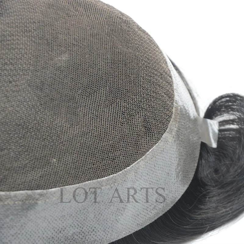 
1B# Black color mono base with pu around toupee human hair wig men toupee 