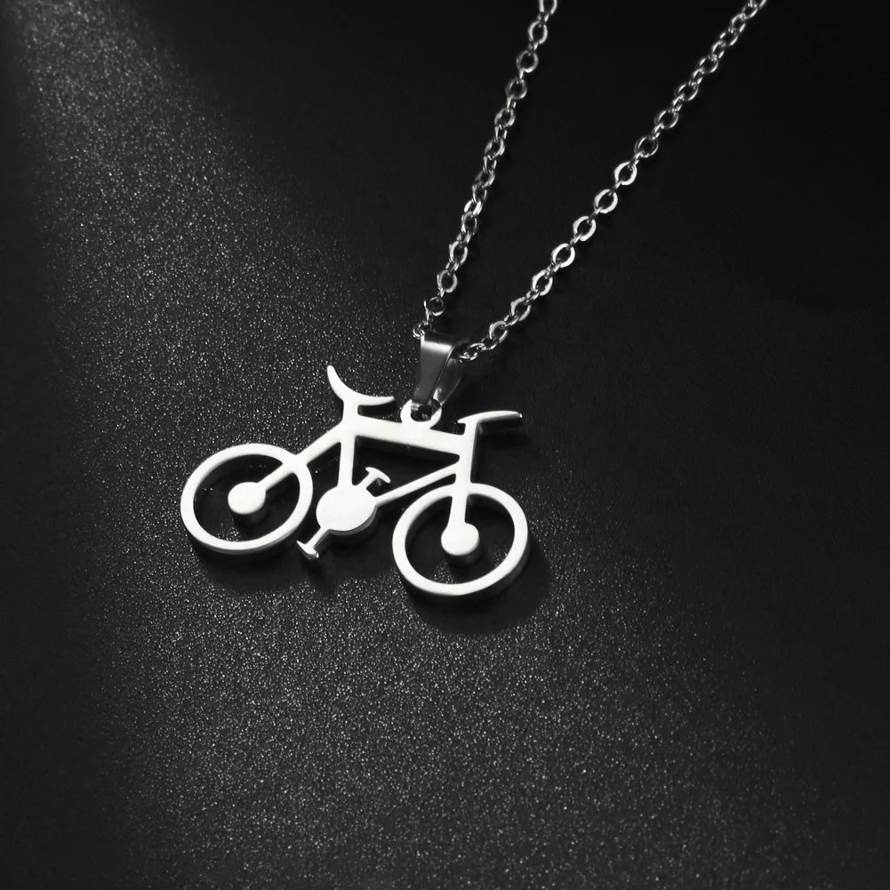 Bike Pendant Necklace Bicycle Stainless Steel Necklaces For Women Trendy Jewelry Girl Birthday Party Gifts Wholesale