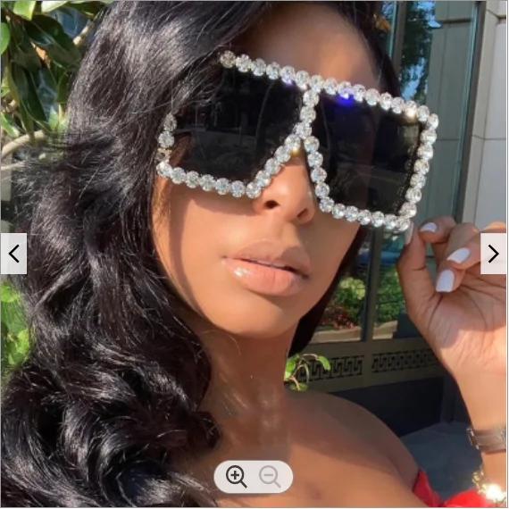 Oversized Square Diamond Sunglasses Women Big Frames Glasses Crystal One-piece Female Sun Glasses Rhinestone Eyeglasses