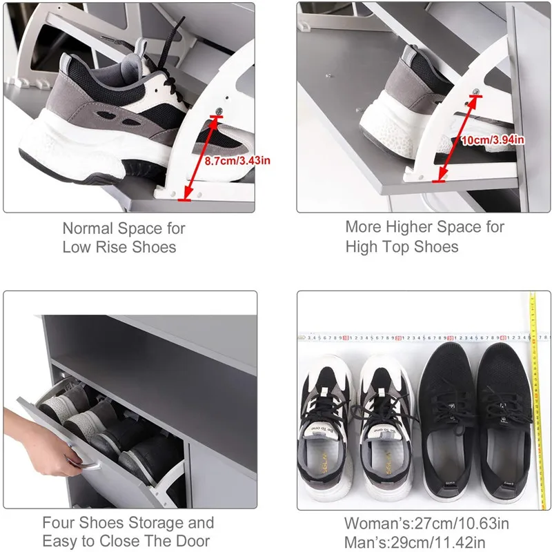 Room antique 4 door mirror trendy European minimalist tiny skinny narrow 15 mm PB shoe cabinet