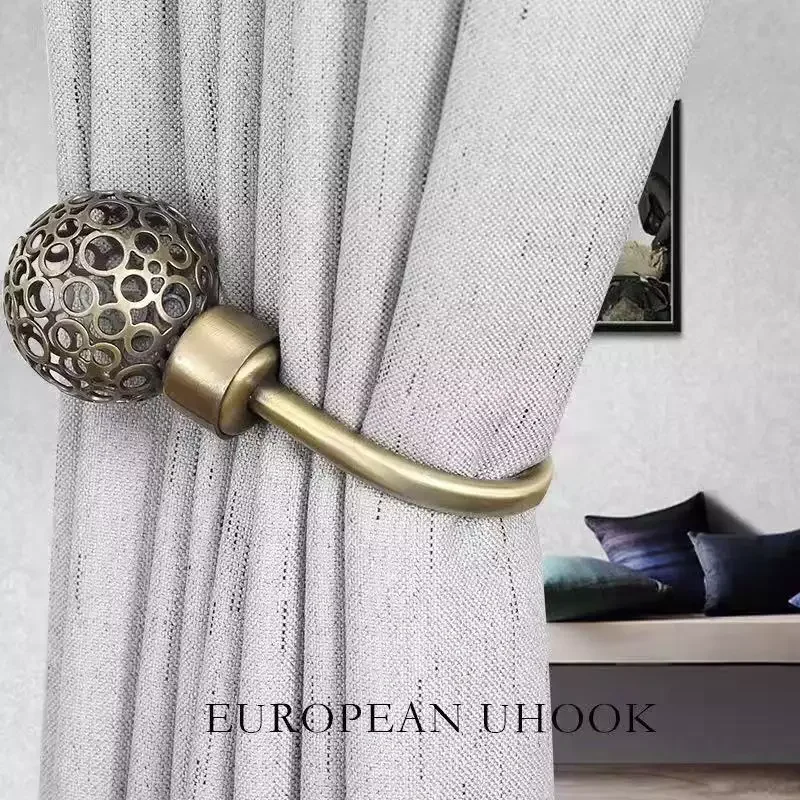 Decorative Hot Style Wall Mount Ball Head Metal Drapery Tiebacks Window Curtain Hooks For Living Room