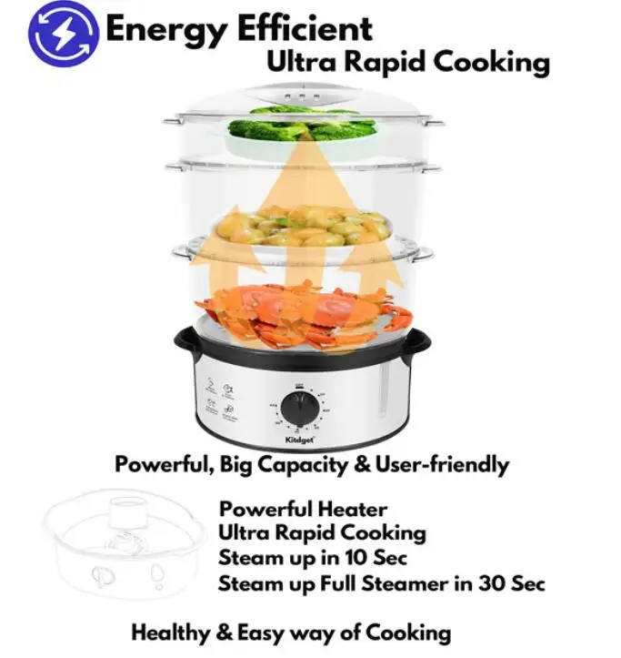 
Chinese mainland 3 layer stainless steel 12L electric home food steamer cooker with bpa free 