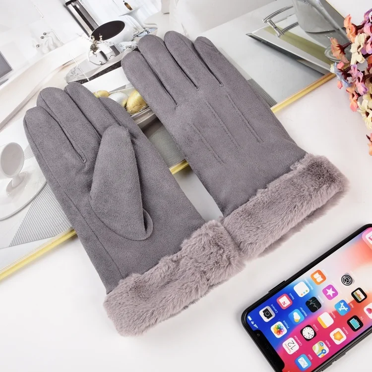 Suede gloves Three-Strand Design bike gloves cold weather gloves for lady