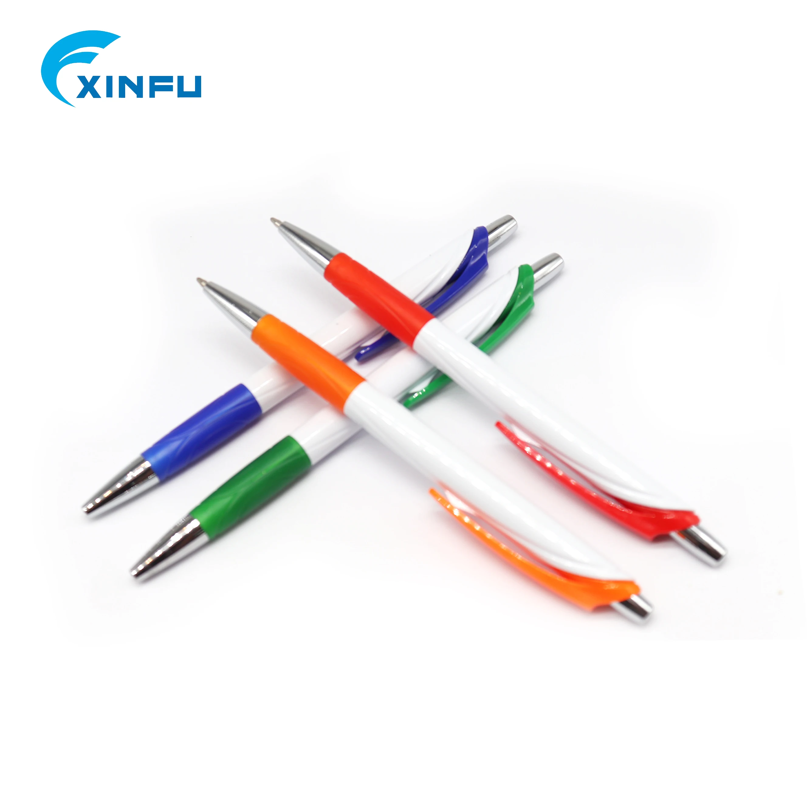 
Cheap multicolor plastic solid white barrel ball pen with customer logo for advertising 