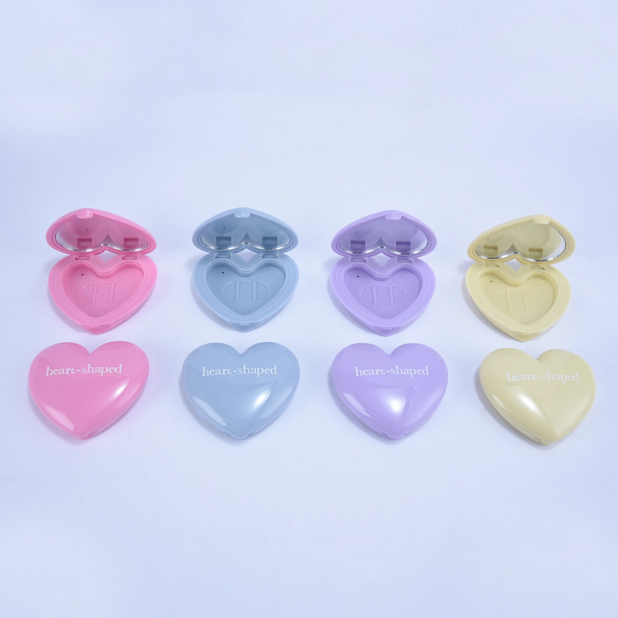 high quality heart shape empty makeup powder palette packaging mini single shiny eyeshadow palette