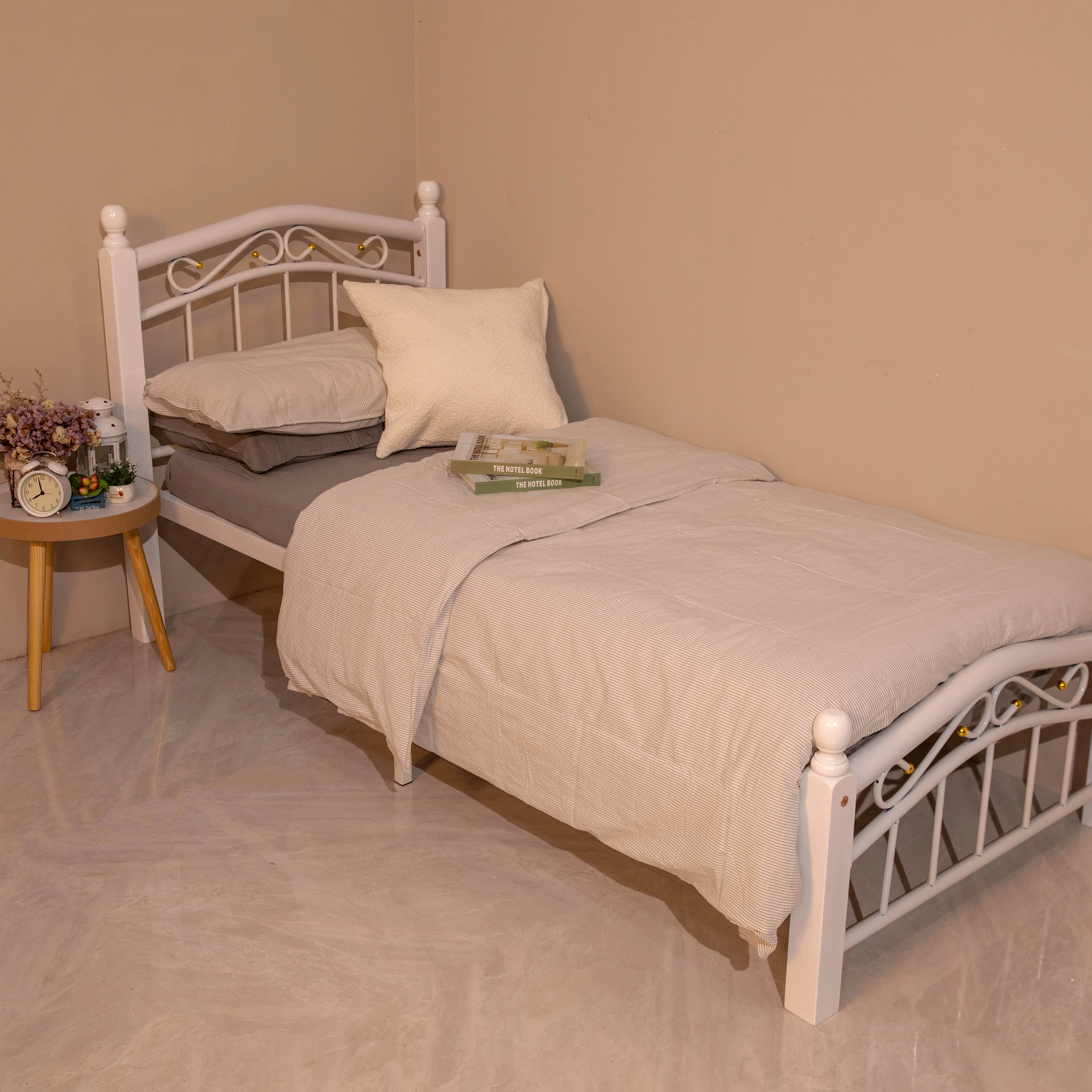 
OEM ODM Cheap Price Modern Design Space Saving Metal Iron Single Bed room furniture 