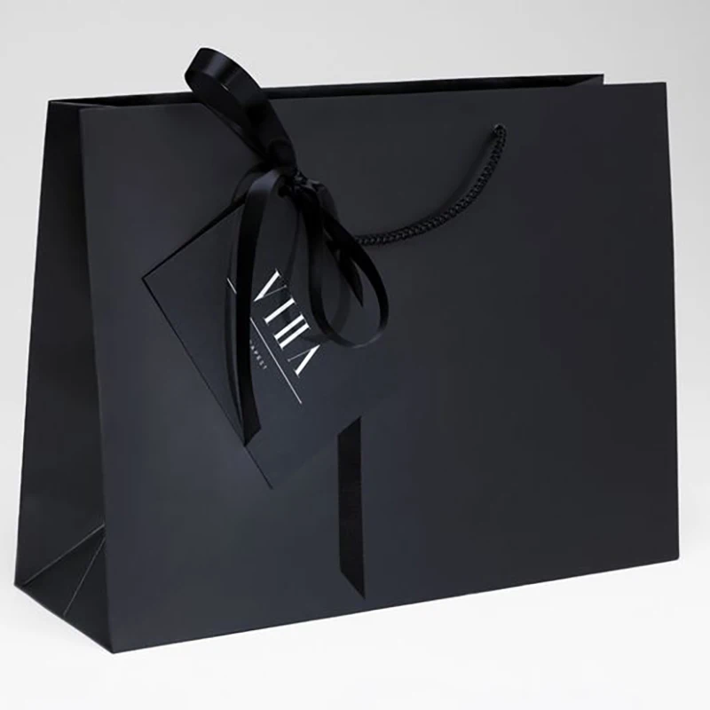 Factory custom luxury black Clothes store retail packaging gift carry bags boutique shopping paper bags with your own logo
