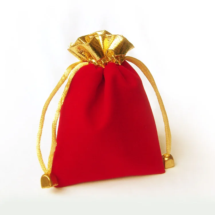 Portable small size pink black velvet bag with satin for electronic packaging