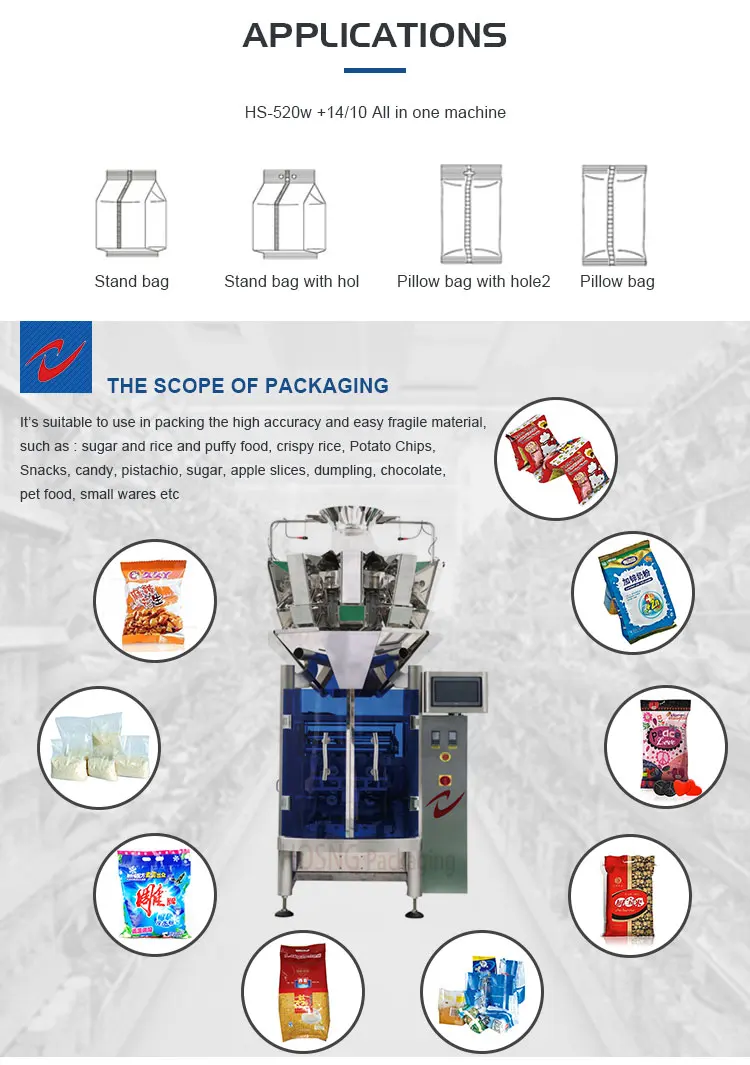 Automatic weighing packaging machine for potato chips