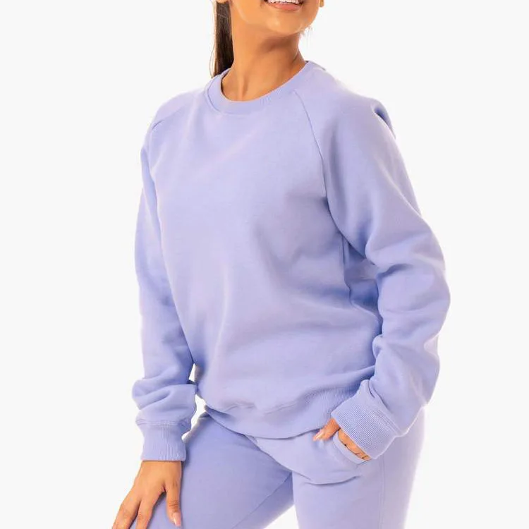 Winter Spring Fleece Interlock Fabric Light Color Long Sleeve Sweatshirt Sports Bottoms Jogger Ladies Tracksuit