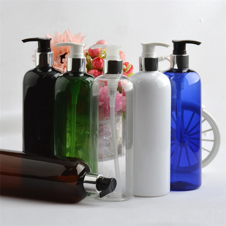 IBELONG Wholesale Clear Green Amber Blue 500ml pet plastic body wash bottle with treatment pump