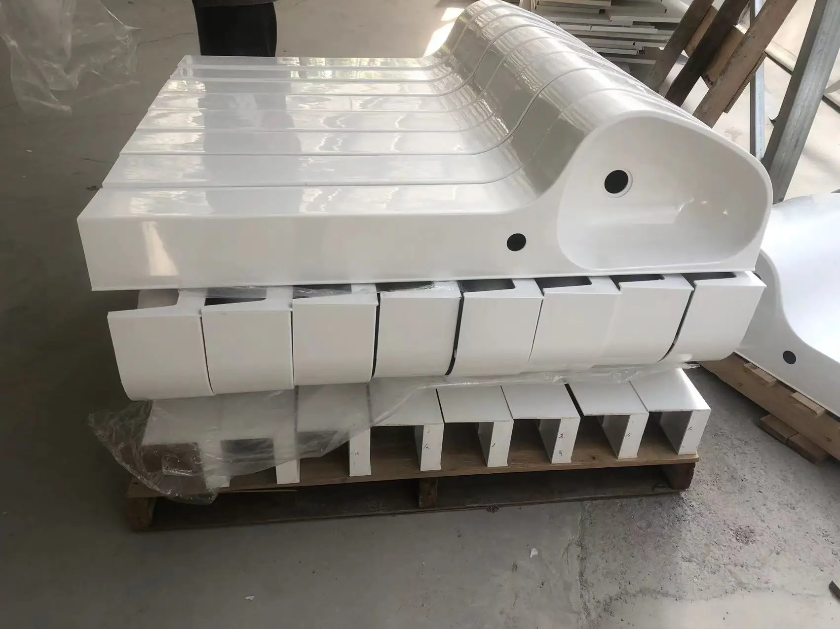 SMC Marble Stone Sink Bathroom Stylish Commercial White Wash Basin