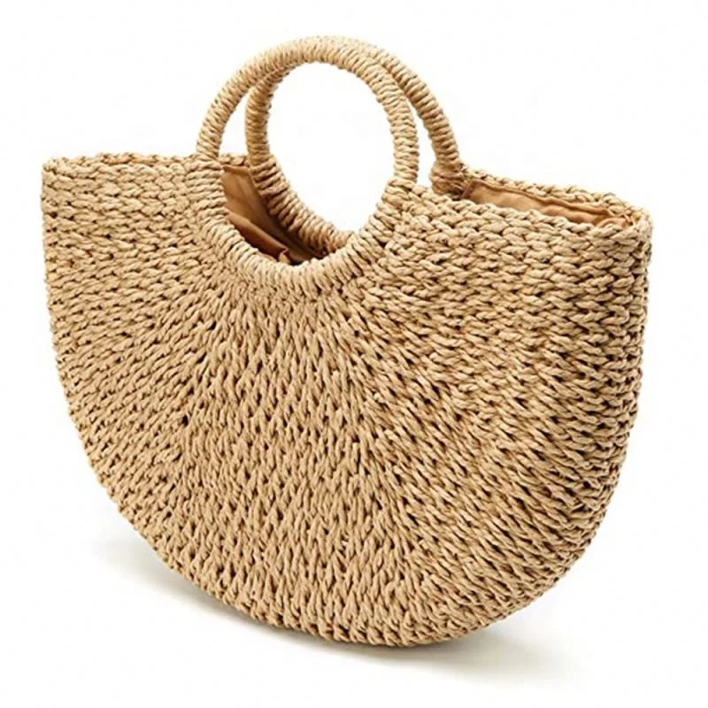 Summer Women Handmade Messenger Beach straw Bag Handbag Bali Vietnam Natural Bamboo woven Shoulder Rattan Tote bag