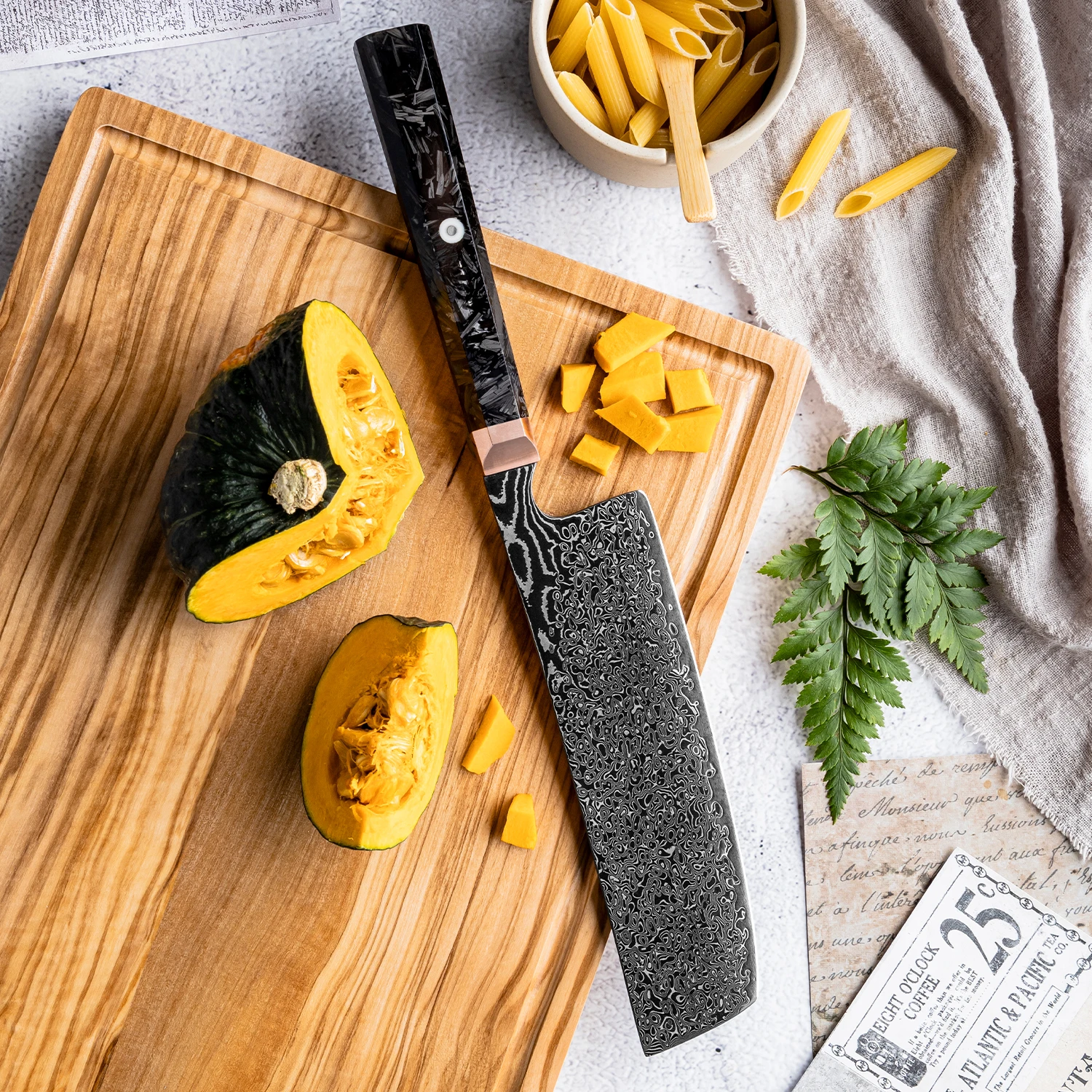 6.7 inch Premium Japanese 67 Layers Damascus Steel Nakiri Kitchen Knife High Quality Kitchen Nakiri Knife Carbon Fiber Handle