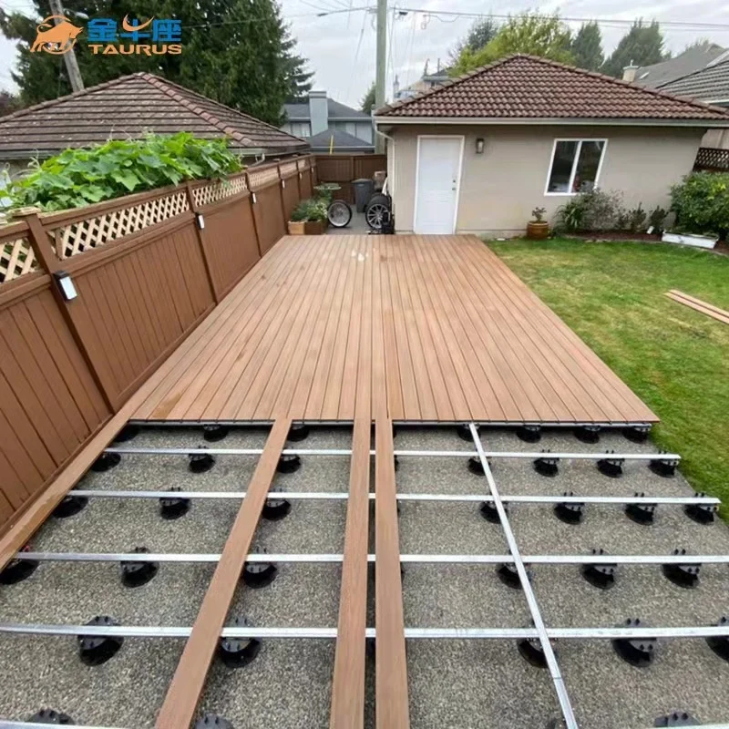 Adjustable floor joist paver tile deck support for decking