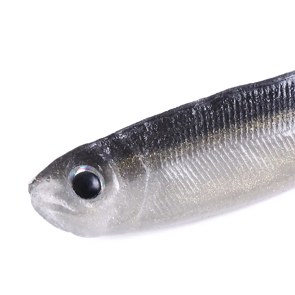 Soft Lures 8cm Baits Fishing Lure Shad Double Color Silicone Bait T Tail Wobblers