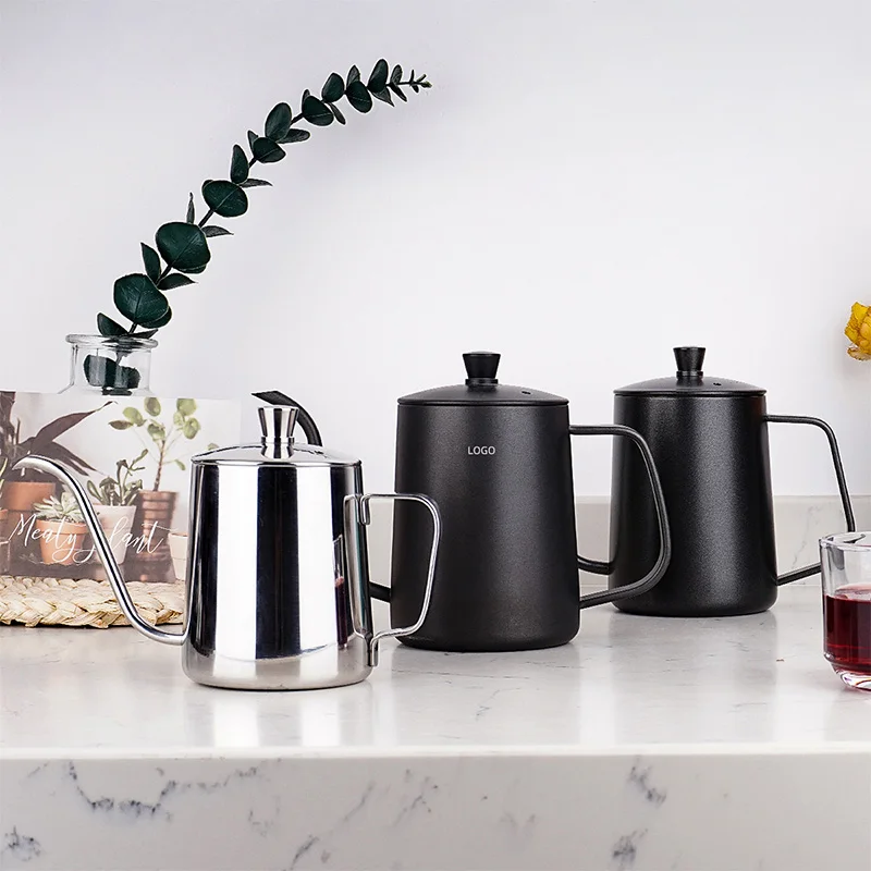 Custom Stainless Steel 350ml/600ml Camping Coffee & Tea Kettle Hand Brew Fine & Long Mouth Maker